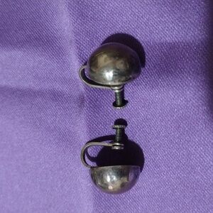 Vintage silver Mexico marked screw back dome earrings